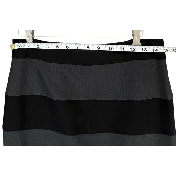 Virtue Pencil Skirt Womens 6 Black Gray Stripe Back Slit Stretch Corpcore Career - Picture 7 of 12